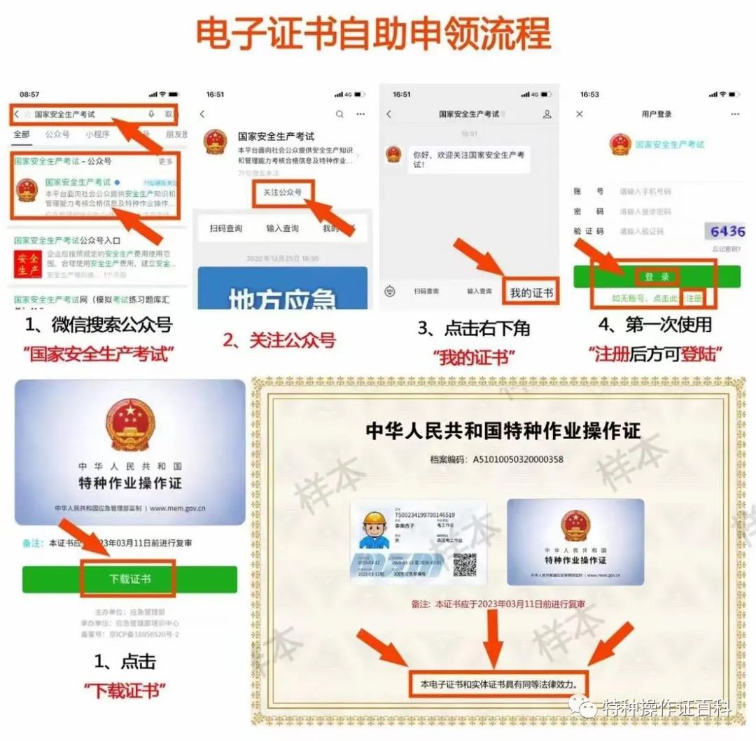 特种作业操作证电子版证件下载（电工证、焊工证、登高证）